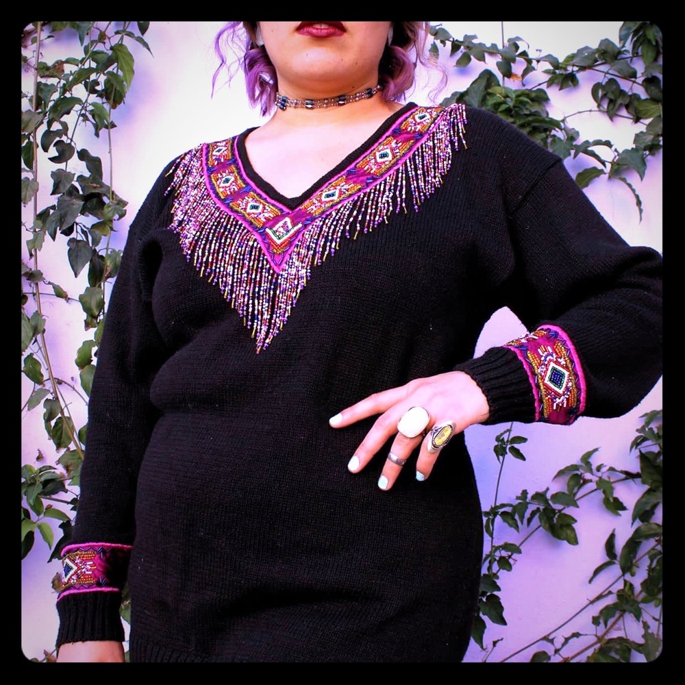 80s Beaded Sweater Dress